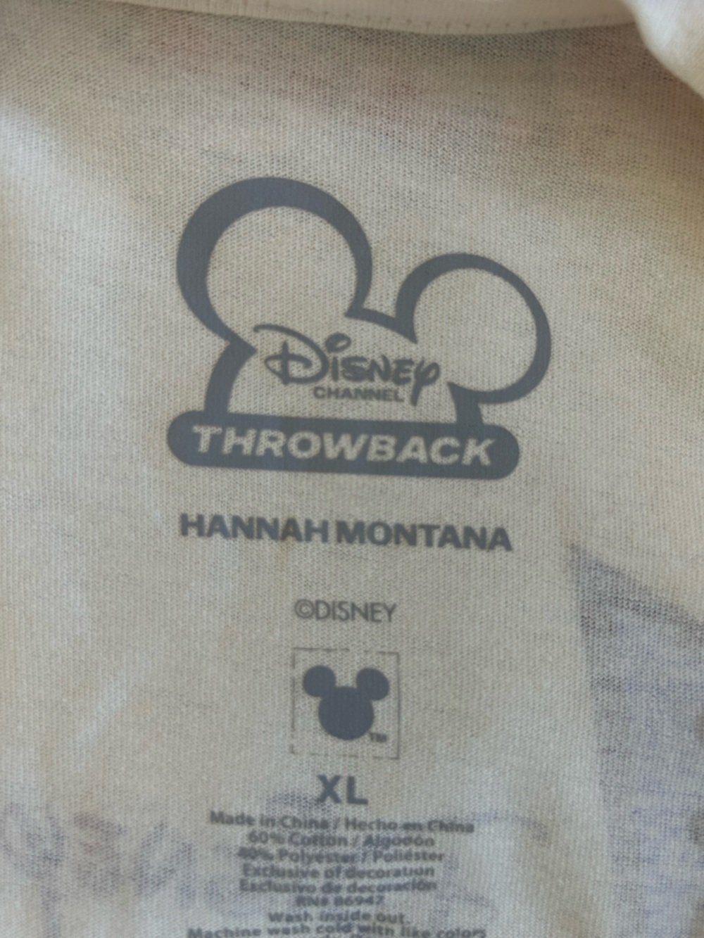 Disney Channel Throwback Hannah Montana Cream Tee with Purple Print Women’s XL - Picture 3 of 4